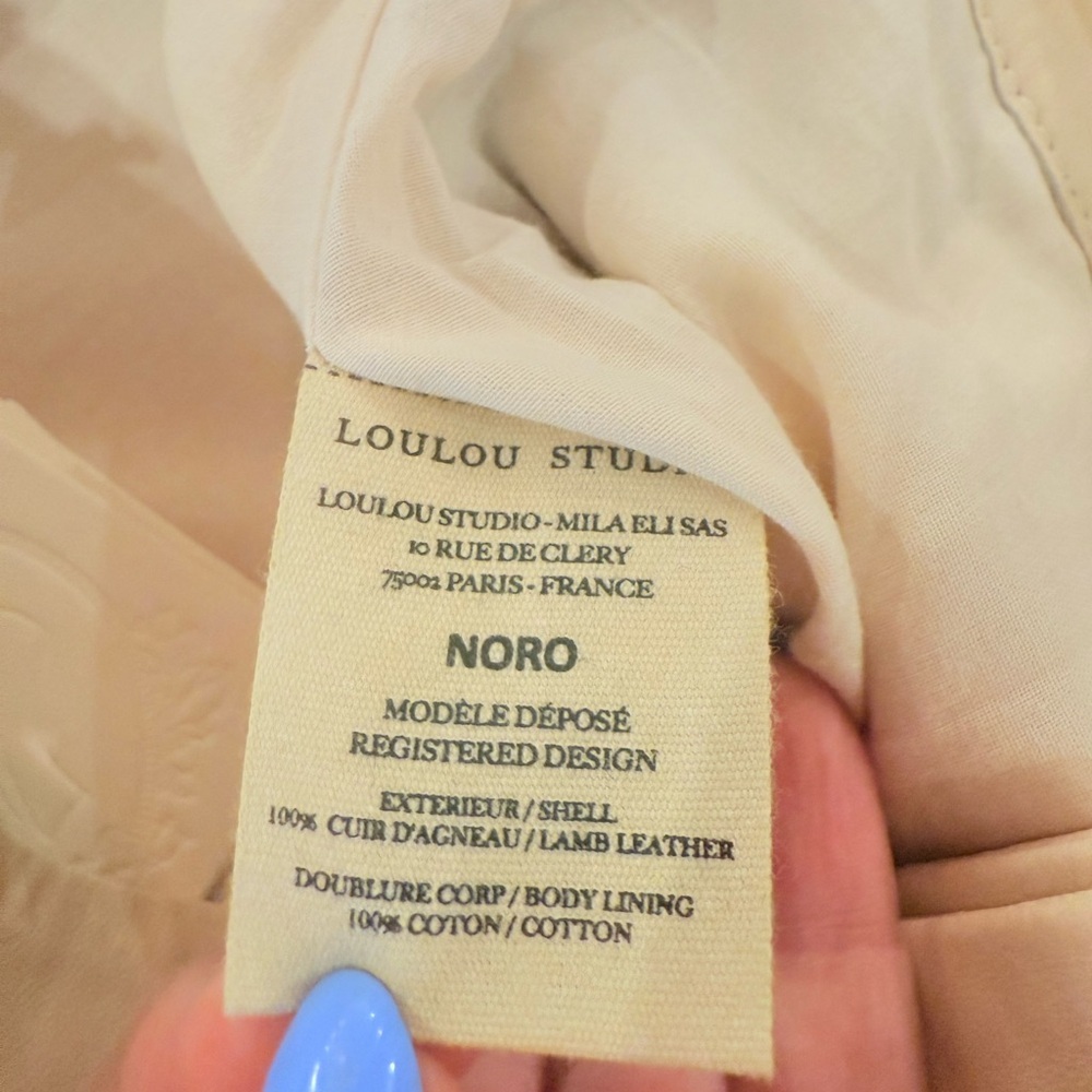 Loulou Studio LEATHER Cream Wide-Leg Trousers - Picture 12 of 16